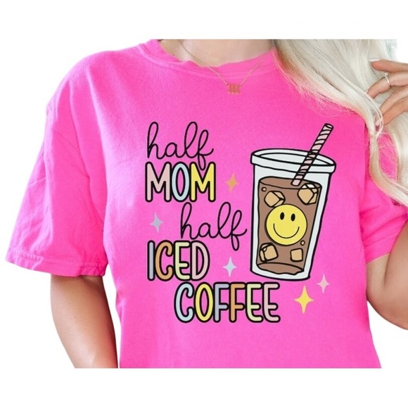 The Unbranded Brand Tops - $19 EUC COMFORT COLORS long sleeve top XL pink graphic half mom half iced coffee